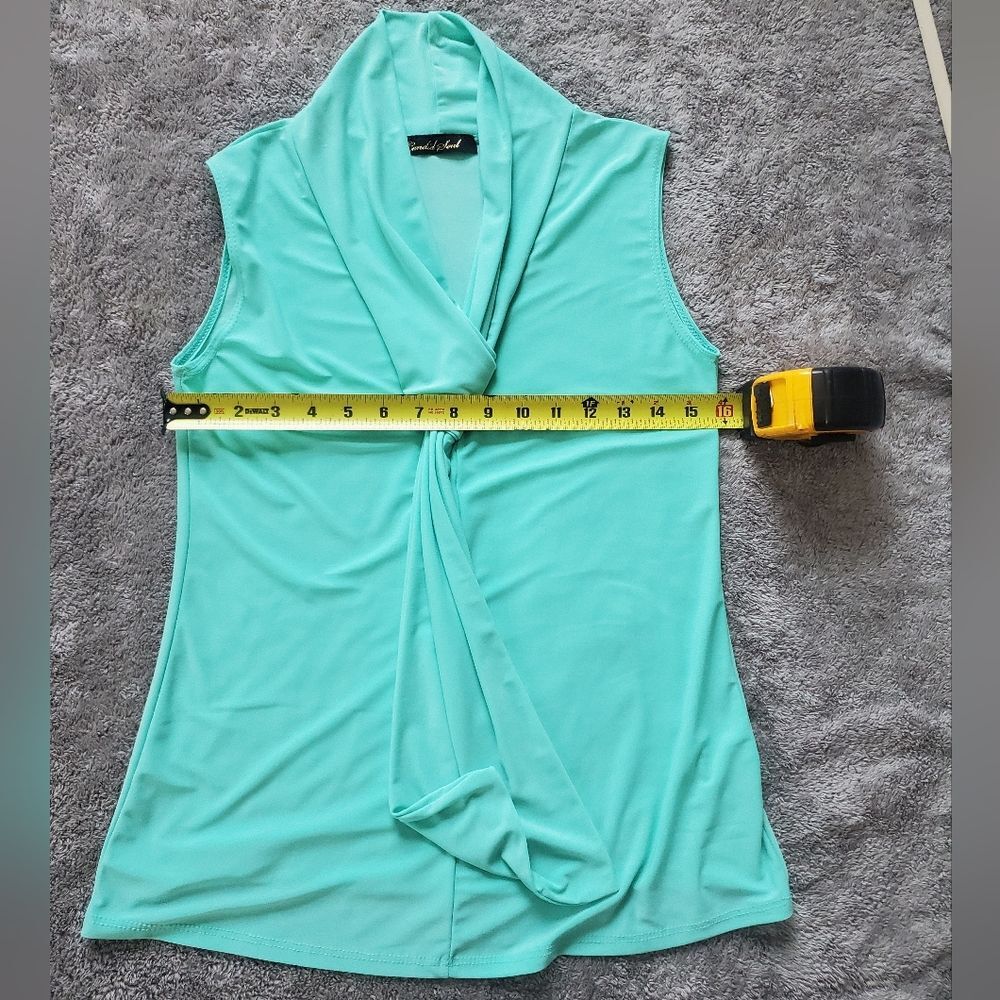 Mint Green Sleeveless Tie-Neck Blouse Size M - Picture 6 of 6